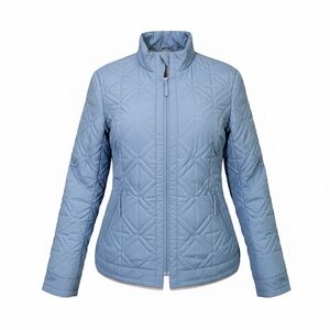 Talbots Womens Quilted Jacket Blue Lightweight Zip Front Coat Size Medium